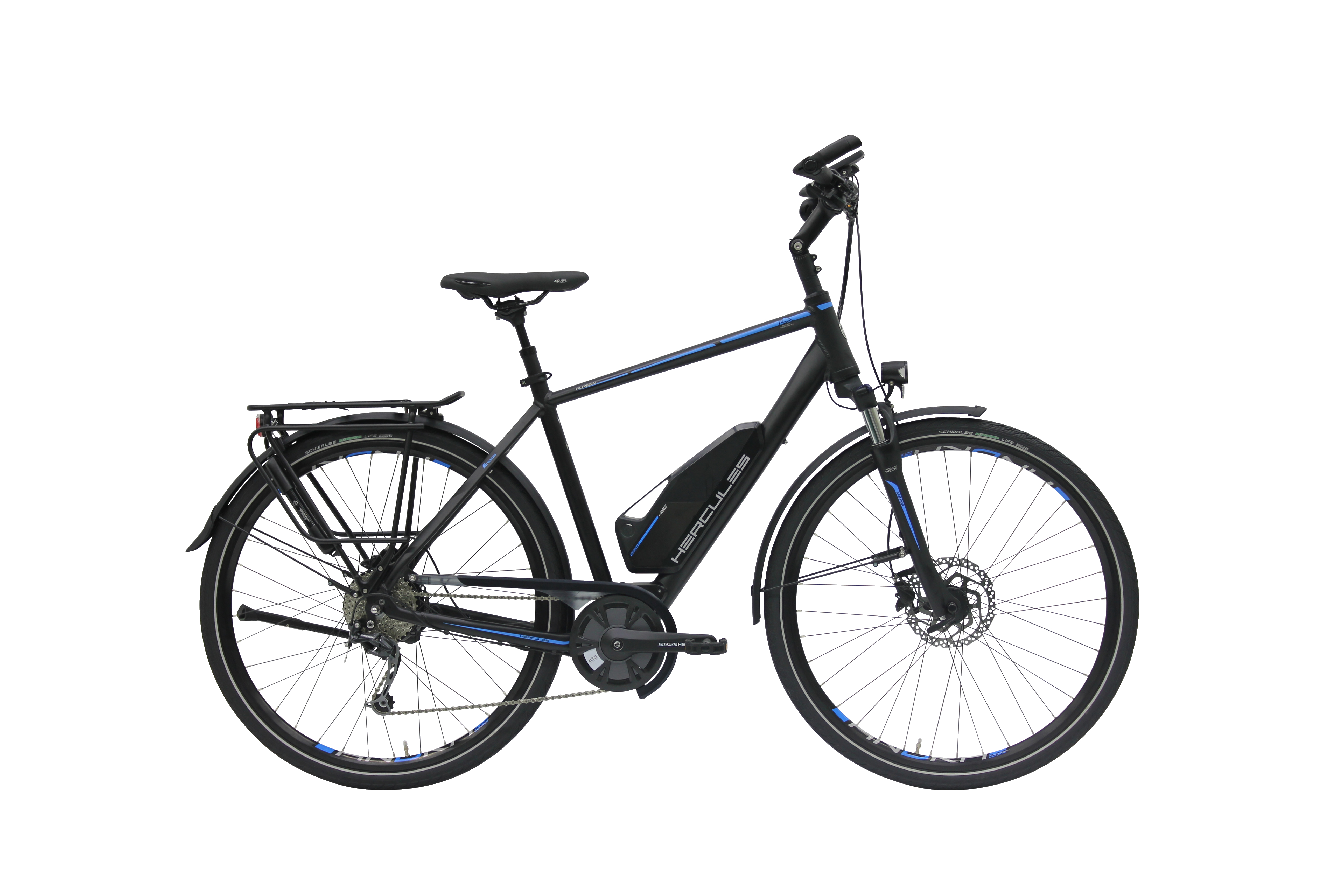 Hercules Alassio Sport 9 E-Bike ( Pedelec) 650 18 Ah Herrenfahrrad 9 Gang Kettenschaltung schwarz matt BMZ