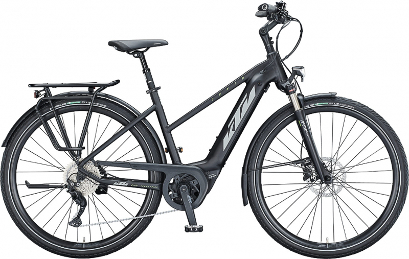 KTM Cento 10 28" City-/Trekking E-Bike 10-Gang Deore, 500Wh, CX 85Nm 13.4 Ah Damenfahrrad 10 Gang Kettenschaltung schwarz matt Bosch